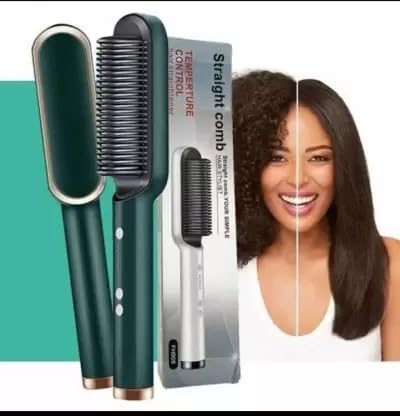 Hair Straightener brush for Women & Men, Hair Styler, Straightener Machine Brush/PTC Heating Electric Straightener with 5 Temperature Control (Multi colour)
